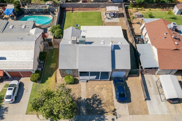 4115 E Montecito Ave, Fresno, CA 93702 - aerial perspective of suburban area with a pool area