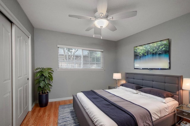 2816 Monocott, Madera, CA 93637 - bedroom with light wood-style floors, a closet, and ceiling fan