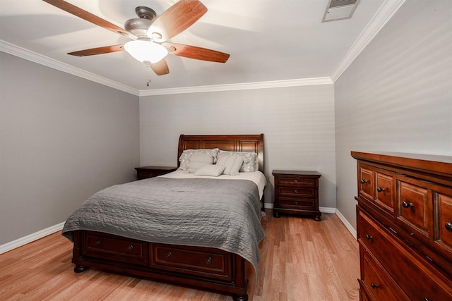 2816 Monocott, Madera, CA 93637 - bedroom with light wood-style floors, ornamental molding, and ceiling fan