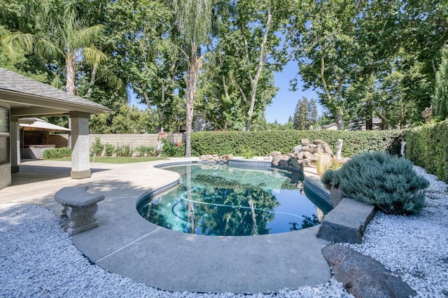 689 E Pintail Cir, Fresno, CA 93730 - view of pool featuring a fenced backyard and a patio area