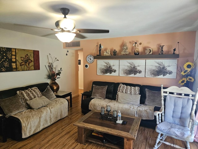 432 Brimmer Rd, Merced, CA 95341 - living room featuring wood finished floors and a ceiling fan