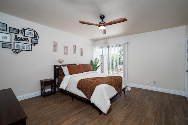 5072 N Wishon Ave Unit C, Fresno, CA 93704 - bedroom with dark wood-type flooring and ceiling fan