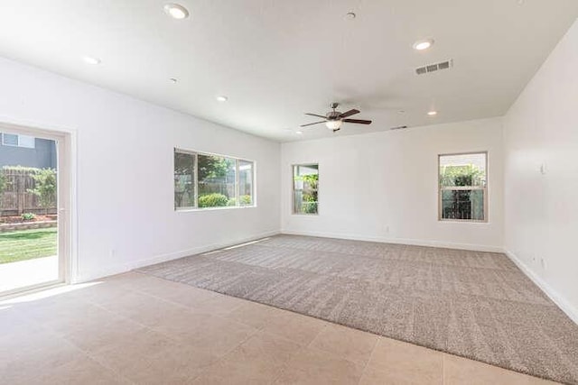2166 Junipero Ave, Clovis, CA 93619 - spare room featuring recessed lighting, a ceiling fan, and light colored carpet