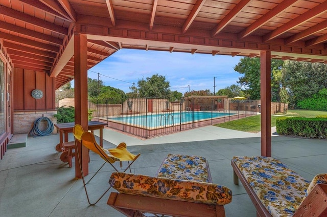 5481 E Geary St, Fresno, CA 93727 - view of swimming pool featuring a fenced backyard and a patio