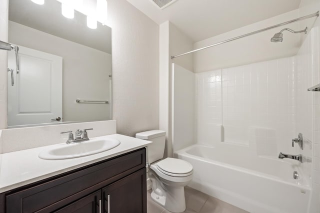 834 Amanecer Ave, Clovis, CA 93619 - bathroom featuring shower / bathtub combination, vanity, and tile patterned flooring