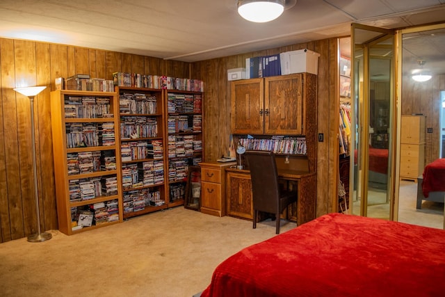 371 Bethel Ave Unit 62, Sanger, CA 93657 - bedroom featuring wood walls and light carpet