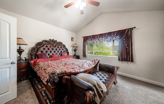 6712 W Lucas Dr, Fresno, CA 93722 - carpeted bedroom with vaulted ceiling and ceiling fan