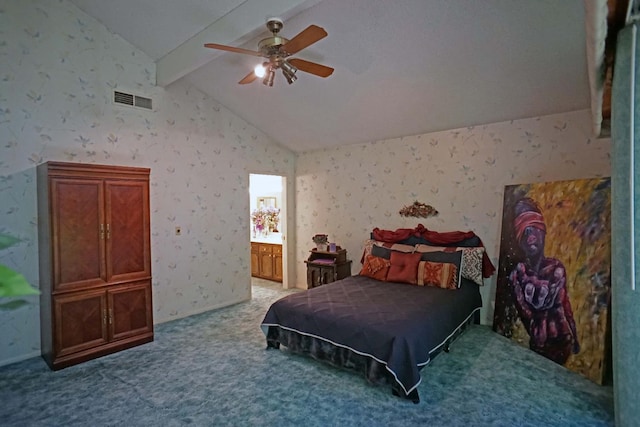 5513 N El Adobe Dr, Fresno, CA 93711 - carpeted bedroom featuring ceiling fan and ensuite bathroom