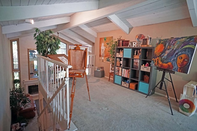 5513 N El Adobe Dr, Fresno, CA 93711 - office with carpet flooring, healthy amount of natural light, and wood ceiling