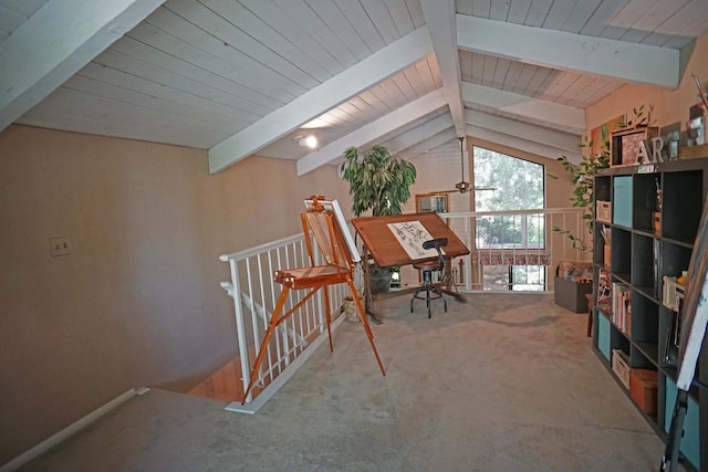 5513 N El Adobe Dr, Fresno, CA 93711 - office with carpet floors and wooden ceiling
