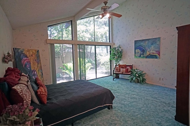 5513 N El Adobe Dr, Fresno, CA 93711 - bedroom with lofted ceiling, carpet flooring, and ceiling fan