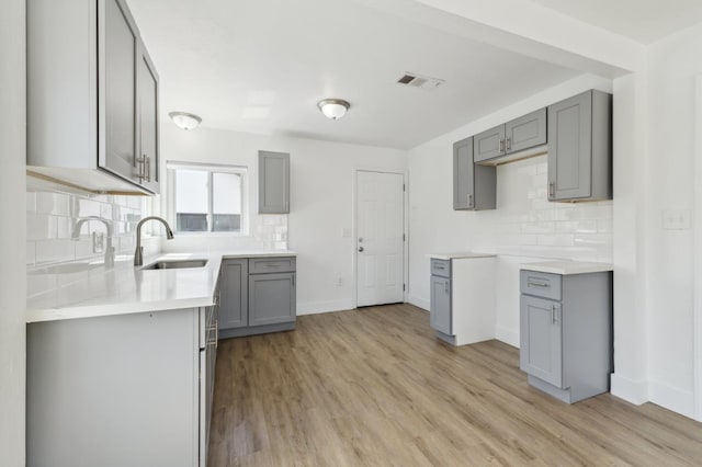 4752 E Kerckhoff Ave, Fresno, CA 93702 - kitchen featuring gray cabinets and backsplash
