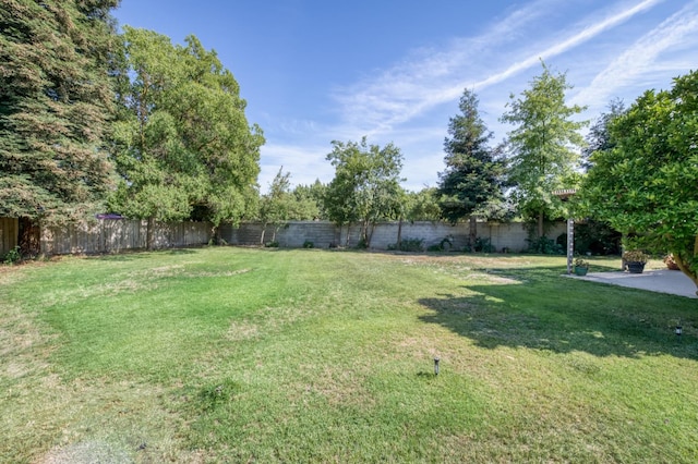 7718 N Constance Ave, Fresno, CA 93722 - fenced backyard with a patio area