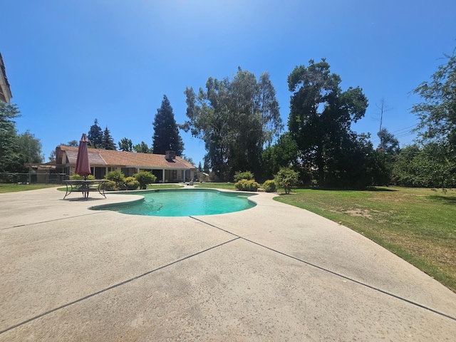 36883 Cloverleaf Ave, Madera, CA 93636 - swimming pool featuring a patio and a yard