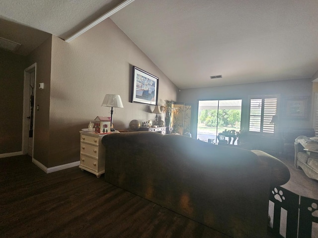 36883 Cloverleaf Ave, Madera, CA 93636 - bedroom featuring lofted ceiling and dark wood finished floors