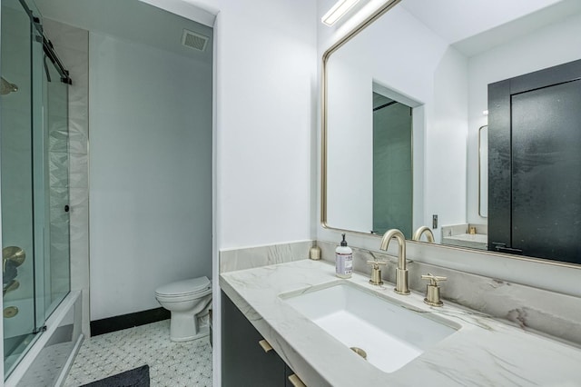 1292 E Valley Forge Dr, Fresno, CA 93720 - bathroom featuring vanity, enclosed tub / shower combo, and tile patterned floors