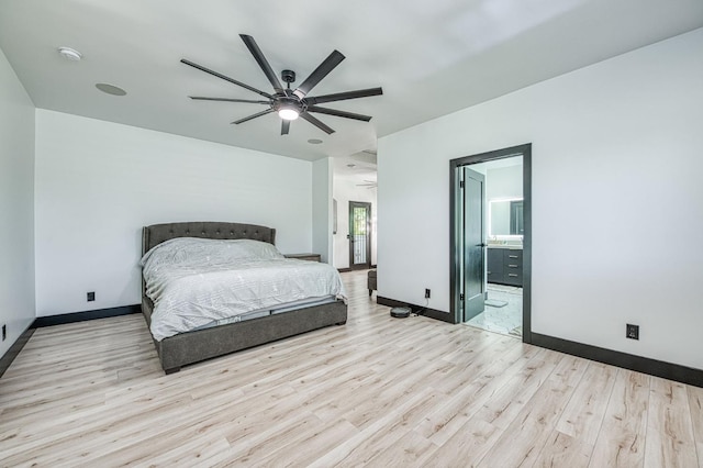 1292 E Valley Forge Dr, Fresno, CA 93720 - bedroom with wood finished floors, ensuite bathroom, and ceiling fan