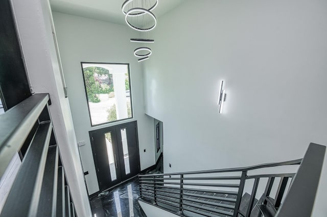 1292 E Valley Forge Dr, Fresno, CA 93720 - entrance foyer with a towering ceiling and marble finish flooring