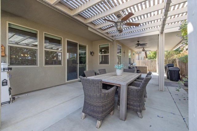 11337 N Cherry Sage Ave, Fresno, CA 93730 - view of patio / terrace with a pergola, a ceiling fan, and outdoor dining area