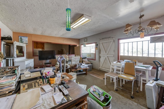43125 Rd 80, Dinuba, CA 93618 - living area with a textured ceiling and a chandelier