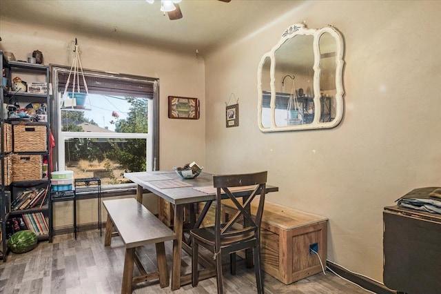 4832 E Illinois Ave, Fresno, CA 93727 - dining space featuring wood finished floors and a ceiling fan
