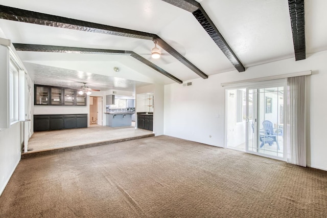 1580 Armstrong Ave, Clovis, CA 93611 - unfurnished living room with ceiling fan and carpet flooring