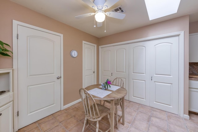 5039 N Van Ness Blvd, Fresno, CA 93711 - dining area with a ceiling fan and a skylight