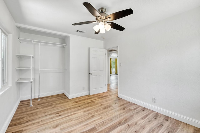 4611 N Safford Ave, Fresno, CA 93704 - unfurnished bedroom featuring light wood finished floors, a closet, and ceiling fan