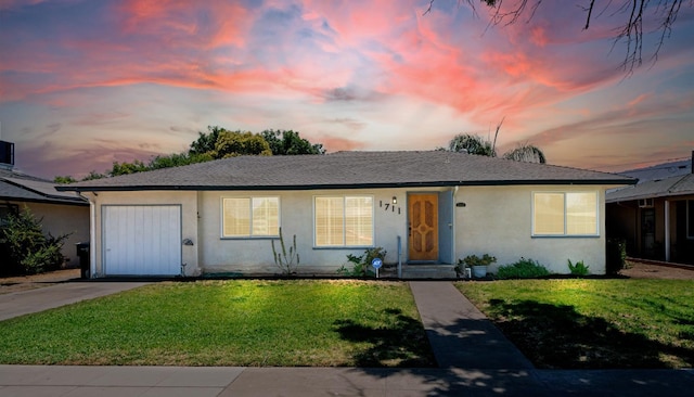 1711 W Weldon, Fresno, CA 93705 - ranch-style home featuring stucco siding, a front lawn, and a shingled roof