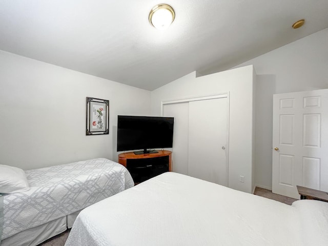 2518 Keats Ave, Fresno, CA 93611 - bedroom with carpet floors, lofted ceiling, and a closet