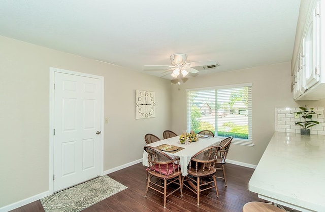 11851 Waverly Rd, Madera, CA 93636 - dining space with a ceiling fan and dark wood-style flooring