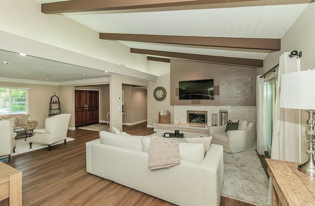 5383 N Briarwood Ave, Fresno, CA 93711 - living room with wood finished floors and a fireplace
