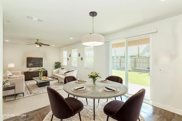 463 Mesa Dr S, Madera, CA 93636 - dining space featuring wood finished floors, recessed lighting, and ceiling fan