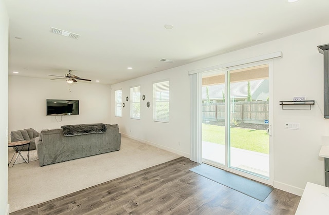 463 Mesa Dr S, Madera, CA 93636 - living area with wood finished floors, recessed lighting, and ceiling fan
