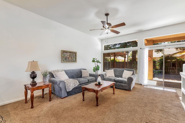 5613 W Bluff Ave, Fresno, CA 93722 - living room with a ceiling fan and carpet floors