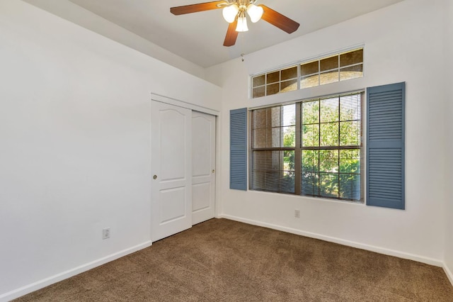 5613 W Bluff Ave, Fresno, CA 93722 - unfurnished bedroom with carpet floors, a closet, and a ceiling fan