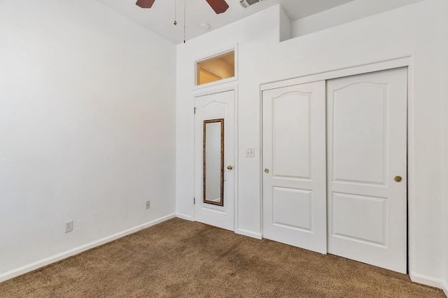 5613 W Bluff Ave, Fresno, CA 93722 - unfurnished bedroom featuring carpet flooring, a closet, and ceiling fan