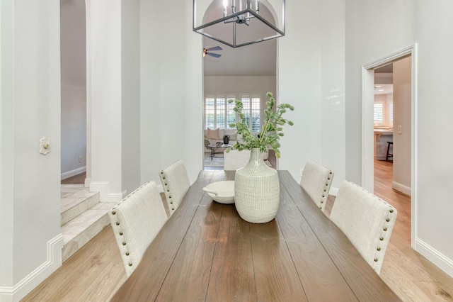 7334 N Geraldine Ave, Fresno, CA 93711 - dining space with a ceiling fan and wood finished floors