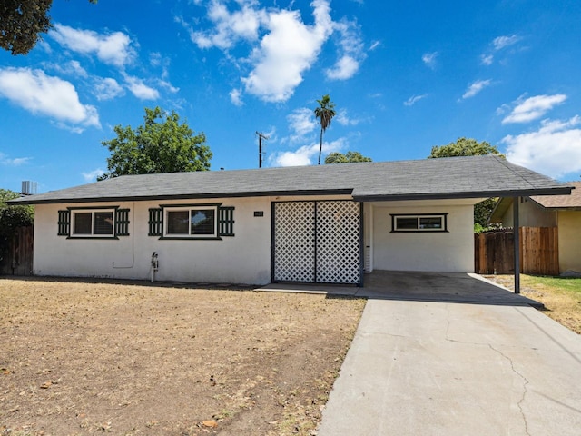 3672 N Shirley Ave, Fresno, CA 93727 - ranch-style home with driveway, a carport, and stucco siding