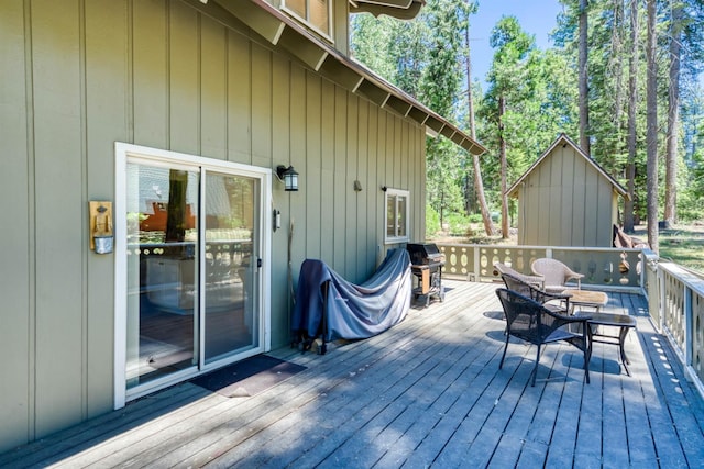 42198 Smoke Tree, Shaver Lake, CA 93664 - wooden deck with area for grilling