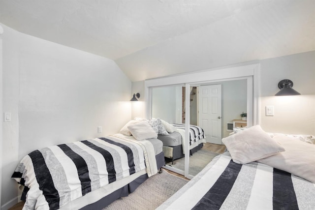 42198 Smoke Tree, Shaver Lake, CA 93664 - bedroom with vaulted ceiling and wood finished floors