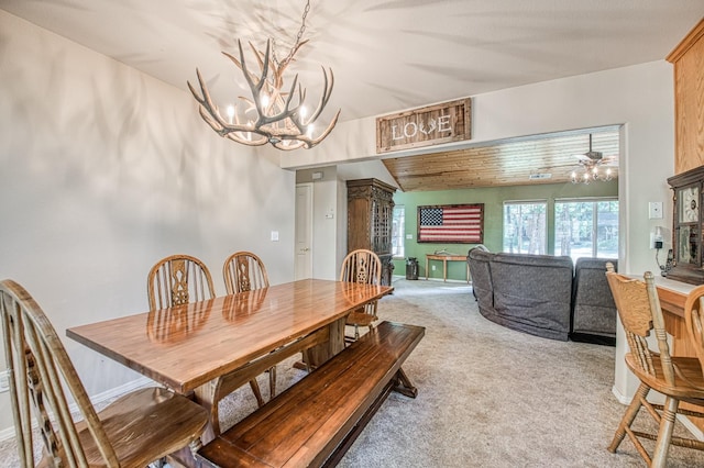 42052 Granite Ridge Rd, Shaver Lake, CA 93664 - dining space with a chandelier and carpet flooring