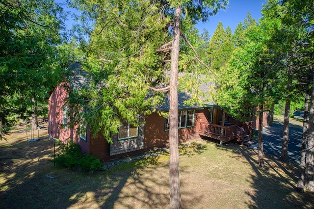 42052 Granite Ridge Rd, Shaver Lake, CA 93664 - view of yard with a wooden deck