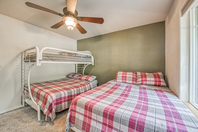42052 Granite Ridge Rd, Shaver Lake, CA 93664 - bedroom with carpet floors and ceiling fan