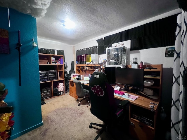 420 E Florinda St, Hanford, CA 93230 - carpeted home office featuring a textured ceiling