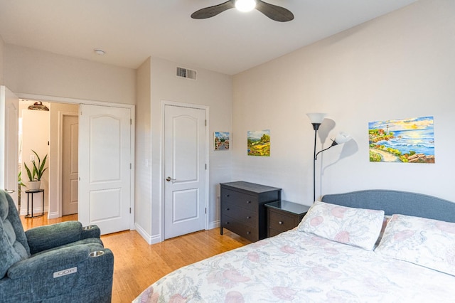 2322 E Revere Rd, Fresno, CA 93720 - bedroom with light wood-type flooring and ceiling fan