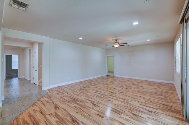 3669 N Clover Ave, Fresno, CA 93727 - spare room with light wood finished floors, recessed lighting, and ceiling fan