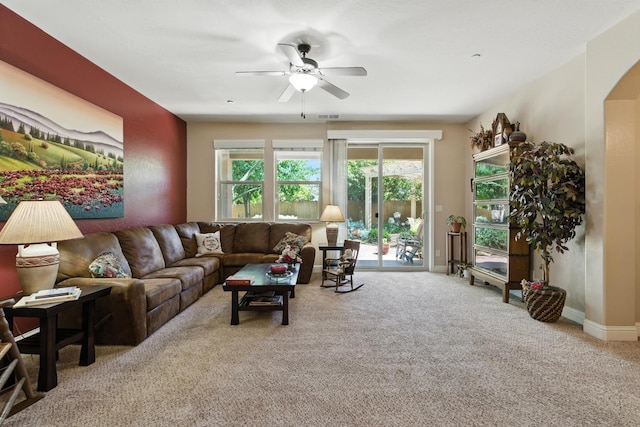 5822 E Booker Ave, Fresno, CA 93727 - living area featuring ceiling fan and carpet