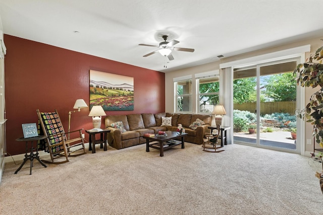 5822 E Booker Ave, Fresno, CA 93727 - carpeted living area featuring ceiling fan
