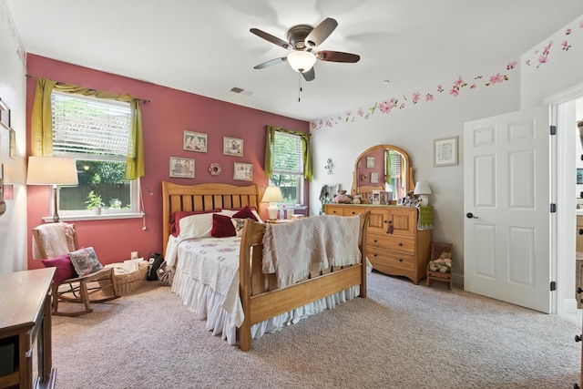 5822 E Booker Ave, Fresno, CA 93727 - carpeted bedroom featuring a ceiling fan